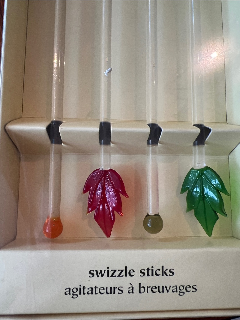 Pier 1 Multicolor Glass Cocktail Swizzle Sticks — Red, Orange, Green, Clear - Picture 2 of 3